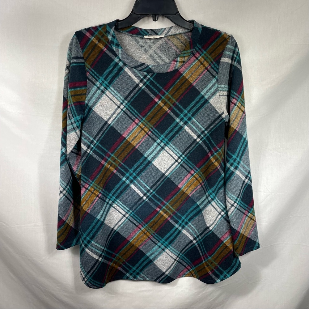 Bombom Women’s Plaid Long Sleeve Blouse Size Small
